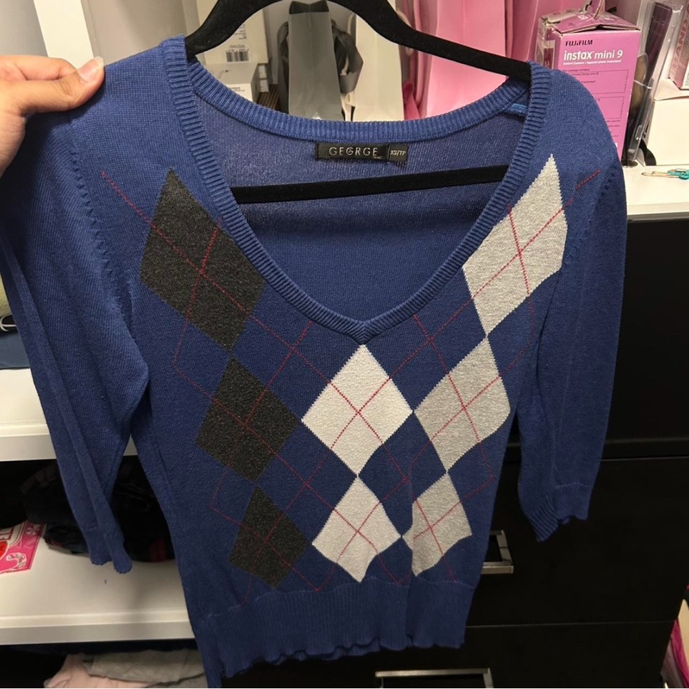 George Blue Argyle Sweater